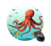 Giant Octopus Mouse Pads Fashion Computer Mouse Mats Washable Portable Round Mousepad with Non-Slip Rubber Base Mouse Mat for Laptop Home Office Desk Accessories