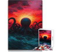 Giant Octopus Rising from The Sea Jigsaw 1000 Pieces for Adults Brain Training Educational Game Ideal Surprise Gift for Loved Ones Size 38x52cm