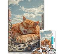 Giant Orange Cat Puzzles 1000 Pieces for Teenagers,Help The Brain Exercise Addictive Toys to Cultivate Patience Unique Challenge Game (38x26cm)