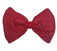 Giant Oversized Sequin Bowtie Dickie Bowtie 11"x 8" Clown Fancy Dress Accessory [Red]