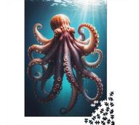 Giant Pacific Octopus 1000-Piece Puzzle for Adults, 70x50cm/1000pcs; for Relaxed Evenings at The Table; Clean White Card Pieces for Sorting