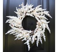 Giant Pampas Pre-Lit Autumn-Winter Wreath Front Door Christmas Wreath 55Cm