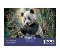Giant Panda 1000 Piece Puzzle Stream Bamboo Flute for Relaxation Experienced Jigsaw Fans Memory Improvement Retirement Gift 38x26cm/1000pcs