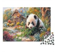 Giant Panda 1000 Pieces Classic Jigsaw Puzzle for Weekend Hobbyists & Adults Premium Paper Panda Eating Bamboo Home Decor Wall Art Gift for Women Holiday Wall Decor 52x38cm/1000pcs