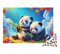 Giant Panda 1000 Pieces Puzzle ForAdults Kids Colorful Autumn Pair Panda Home Decoration Decompression Jigsaw for Men And Women Challenging Puzzles Jigsaw Puzzles for Adults 52x38cm/1000pcs