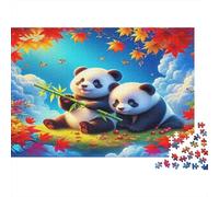 Giant Panda Colourful Panda in Autumn Scene 1000 Pieces Jigsaw Puzzles for Adults Fun Activity for Rainy Days 70x50cm/1000pcs