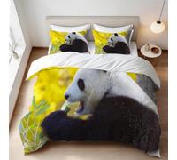Giant Panda Double Duvet Cover Set 3D Printed Cute Animals Bedding Set Ultra Soft Microfiber Quilt Cover 200x200 cm for Double Bed with 2 Pillowcases with Zipper E/1480
