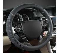 GIANT PANDA Microfiber Leather Steering Wheel Cover for Honda Accord,Civic,CR-V,HR-V,Pilot(Black+Gray Line-Standard Size)