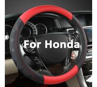 GIANT PANDA Microfiber Leather Steering Wheel Cover for Honda Accord,Civic,CR-V,HR-V,Pilot(Black+Red-Standard Size)