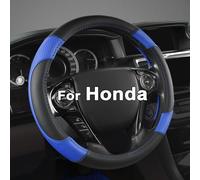 GIANT PANDA Microfiber Leather Steering Wheel Cover for Honda Accord,Civic,CR-V,HR-V,Pilot(Diamond-Pattern-Black+Blue-Standard Size)