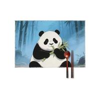 Giant Panda Placemats Set of 4-17.7x11.8 Inch Washable Non-Slip Table Mats, Durable Wipeable Kitchen & Dining Mats for Party Decor, Home Table Setting, Oil/Scratch Protection