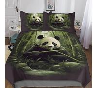 Giant Panda Single Duvet Cover Set 3D Printed China's National Treasure Bedding Set Ultra Soft Microfiber Quilt Cover 150x200 cm for Single Bed with 2 Pillowcases with Zipper r-339