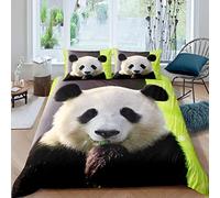 Giant Panda Single Duvet Cover Set 3D Printed Cute Animals Bedding Set Ultra Soft Microfiber Quilt Cover 150x200 cm for Single Bed with 2 Pillowcases with Zipper r-303