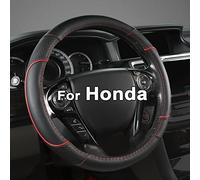 GIANT PANDA Steering Wheel Cover for Honda Civic(2006-2015),CR-Z, Insight, S2000 (Black+Red Line-Small Size)