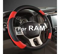GIANT PANDA Steering Wheel Cover Large-Size for Dodge Ram 1500 - Car Steering Wheel Covers for Dodge Ram 2500 3500 - Black+Red