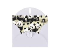 Giant pandas taking a walk patterns White Pearlescent Paper Holiday Cards 6x4 Inches - With Envelopes for Birthdays, Weddings, and Condolences