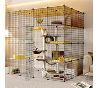 Giant Pet Cage for Multiple Cats - Indoor Large Pet Enclosure with Litter Box, Easy to Assemble DIY Pet Cage for Cats, Puppies(147 * 147 * 179cm)