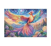 Giant Phoenix Soaring Over Fantasy Castles 1000 Piece Jigsaw Puzzle for Adults Rainy Day Activity Mindful Relaxation Precision Cut Pieces Unique Gift Wall Art Decor 1000 PCS