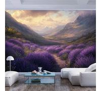 Giant Photo Wallpaper 3D Wall Mural Lavender filled valley mountain backdrop Lavender filled valley mountain backdropPhoto Pattern Stickers Home Room Wall Poster Decoration for Living Room Office Bed