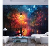 Giant Photo Wallpaper 3D Wall Mural Night time street scene colorful lights Night time street scene colorful lightsWall Poster Tv Background Decorative Wall Decal Art for Kids Room Living Room Bedroo