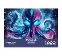 Giant Pink Octopus with Trident over Underwater City Thick Sturdy Paper Perfect for Enhancing Cognitive Skills, Memory And Mental Focus 52x38cm/1000pcs