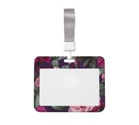 Giant Pink Rose Flowers Sliding Id Badge Holder Hard Plastic Work Card Case Name Tag Protector for Nurses Office