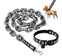 Giant Plastic Fake Chain Leash, Imitating Irons Funny Dog Leash, Oversized Statement Chain Design with a Lightweight Feel and Matching Collar for Small Dogs and Funny Walks (100×2cm)