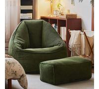 Giant Puff Chair Cover (No Filling) - Plush Ottoman Sofa Slipcover for Adults & Kids Perfect for Living Room Gaming Reading & Relaxation (Green One Set)