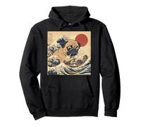 Giant Pug Versus Great Japanese Wave Ukiyoe Sea Pullover Hoodie