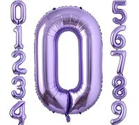 Giant Purple 0 Balloon, 40 inch Number 0 Balloon for Girls Boys 10th 20th 30th Birthday Decoration, Large Helium Foil Balloons Decoration for Women Birthday Party, Wedding, Anniversary, Graduation