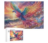 Giant Rainbow Bird at Seaside 300 Piece Jigsaw Puzzle for Couples Relaxing Indoor Time Brain Coordination Gift for Housewarming 300 PCS