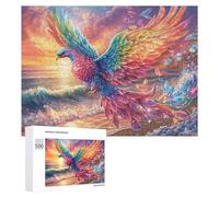 Giant Rainbow Bird at Seaside 500 Piece Jigsaw Puzzle for Couples Office Break Relaxation Stress Relief Gift for Anniversary 500 PCS