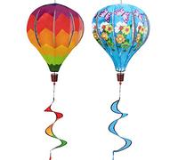 Giant Rainbow Butterfly Hot Air Balloon Garden Wind Spinners Large Pinwheels Lawn Yard Catchers Ornaments Windmills Outdoor Hanging Decor Whirligigs Wind Hanging Windsock 2Pack