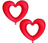 Giant Red Heart Hollow Foil Balloons,40 Inch Matte Red Big Heart Love Photo Props Balloon for Valentine's Day Birthday Wedding Bridal Shower,Bachelorette,Baby Shower,Anniversary Party Decorations 2Pcs
