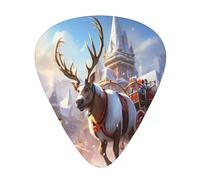 Giant reindeer pulling a sleigh 12 Pack Guitar Picks Plectrums,4 pieces in each of 3 sizes, Suitable for a wide range of stringed instruments