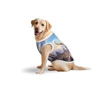 Giant Reindeer Pulling a Sleigh Dog Pure Cotton Tshirts for Medium & Large Dogs,Breathable Stretchy Tank Top Sleeveless Vest Tee Shirt