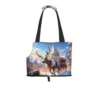Giant Reindeer Pulling a Sleigh Dog Purse Carrier,Pet Tote Bag, Bag for Small Dogs Cats Puppy