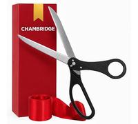 Giant Ribbon Cutting Ceremony Kit - Large 25 Inch Black Grand Opening Scissors and Red Satin Ribbon for Business Openings Special Events and Inaugurations