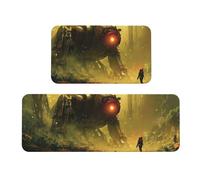 Giant Robot Rug Cushioned Kitchen Rugs Sets Of 2 Comfort Standing Mat For Home Decor Sink,Kitchen Mats For Floor Non Slip Washable ，Laundr 17"X47"+17"X30"