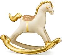 Giant Rocking Horse Foil Balloon, 118 x 104 cm, Gold and Cream, Party Decoration