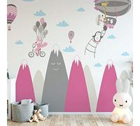 Giant Scandinavian Mountains Children's Wall Sticker Decoration for Baby/Happy Animals 65 x 120 cm