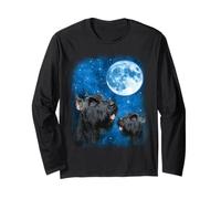 Giant Schnauzer Dog Howling At The Moon Night Starry Sky Long Sleeve T-Shirt