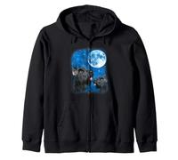 Giant Schnauzer Dog Howling At The Moon Night Starry Sky Zip Hoodie