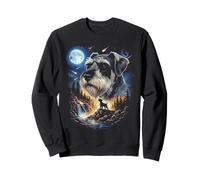 Giant Schnauzer Howling at The Moon Vintage Dog Art Sweatshirt