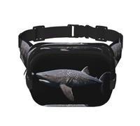 Giant shark Pattern trendy fashionable waist bag, unisex travel sports messenger bag