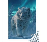 Giant Snow Tiger,Puzzles Russian Winter Forest Gemusterte Nachhaltige Puzzles Für Erwachsene Hochwertige Holzspielpuzzles 38x26cm/1000pcs
