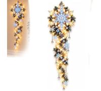 Giant Snowflake Blizzard Trail- Let The Snowstorm Glow Indoors | Illuminated Winter Wall Cascade Decor with Warm Led, Frosted Greenery and Hanging Accents for Indoor Christmas Entryway