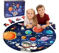 Giant Solar System Puzzle for Kids - 71 Piece Round Floor Jigsaw with Planets | STEM Astronomy Learning Toy for Ages 3-8 | Big Children's Educational Gift