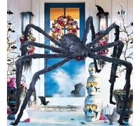 Giant Spider Halloween Decorations, 79"/ 6.6FT Large Spooky Spiders Fake Black Hairy Realistic 2M Huge & Big Spider with Red Eyes Decor for Outdoor Indoor, Room, Home, Party, Scary Haunted, House Yard