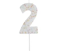 Giant Sprinkle Number Birthday Candle 0-9, White Sprinkle Cake Candles for Birthday Party Cake Decorations and Celebrations (Number 2)